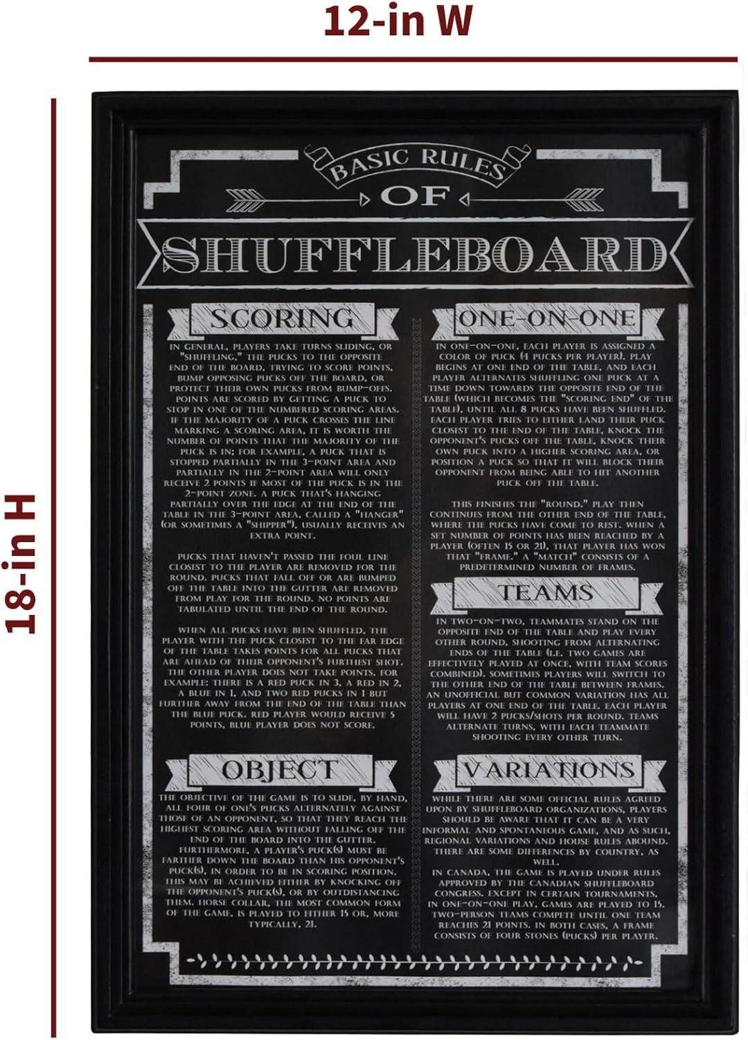 Shuffleboard Game Rules Framed On Wood Print