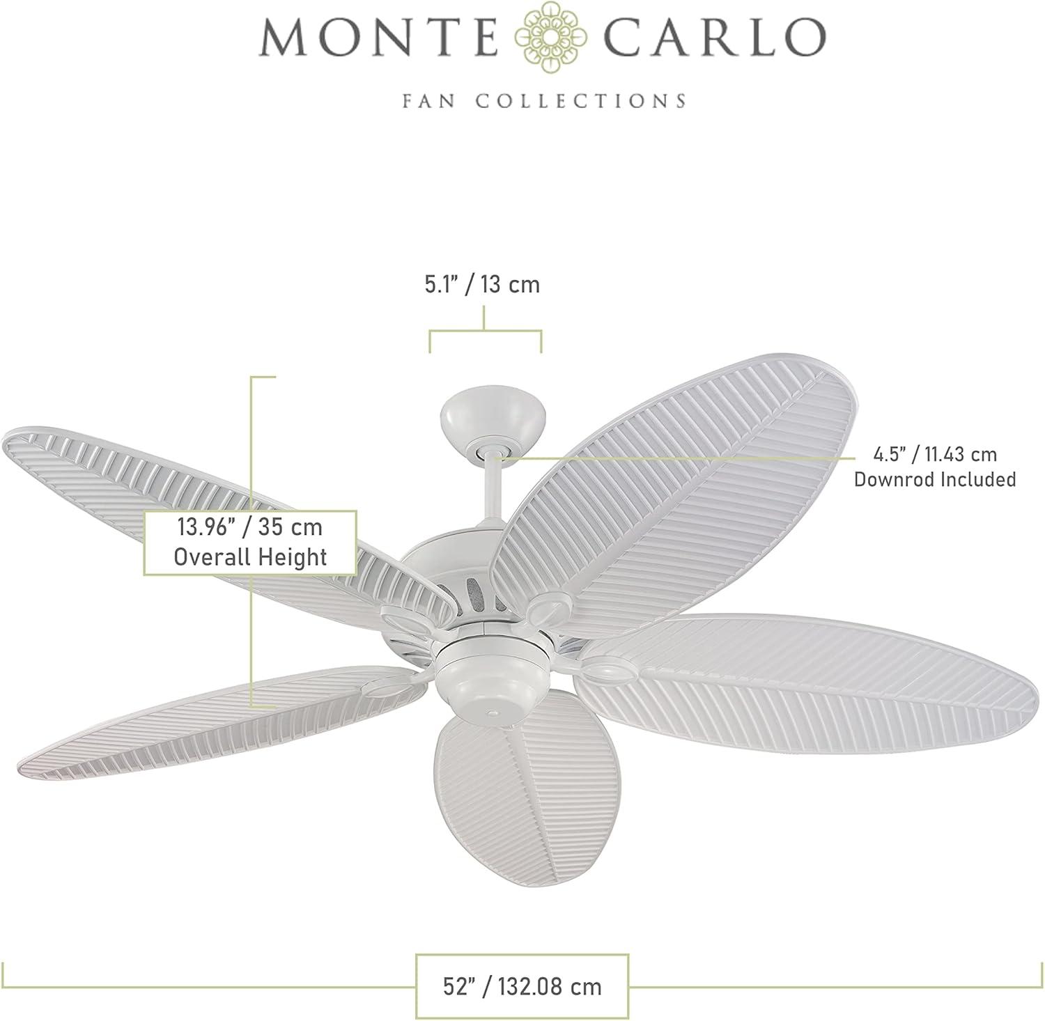 Cruise Tropical Palm 52" White Outdoor Ceiling Fan with Grain Blades