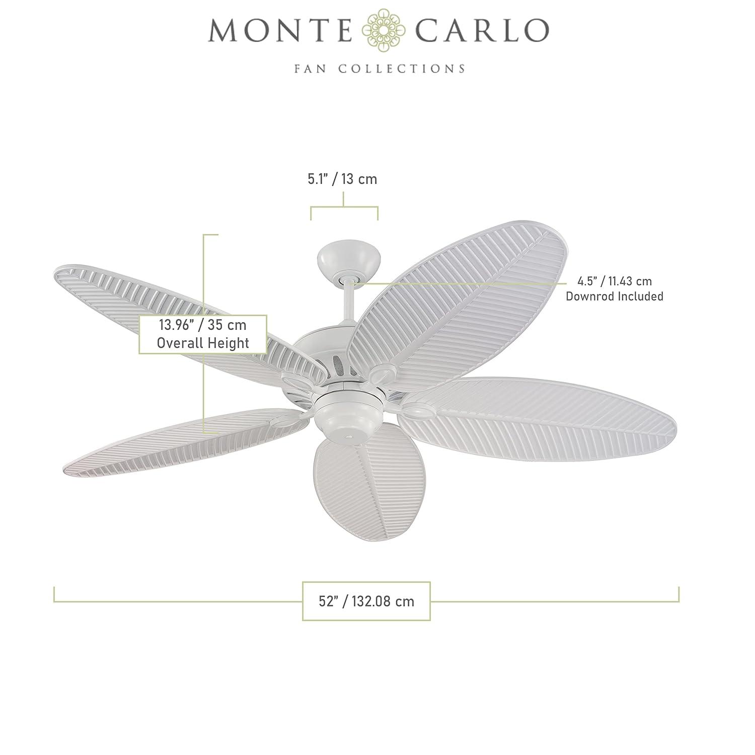 Cruise Tropical Palm 52" White Outdoor Ceiling Fan with Grain Blades