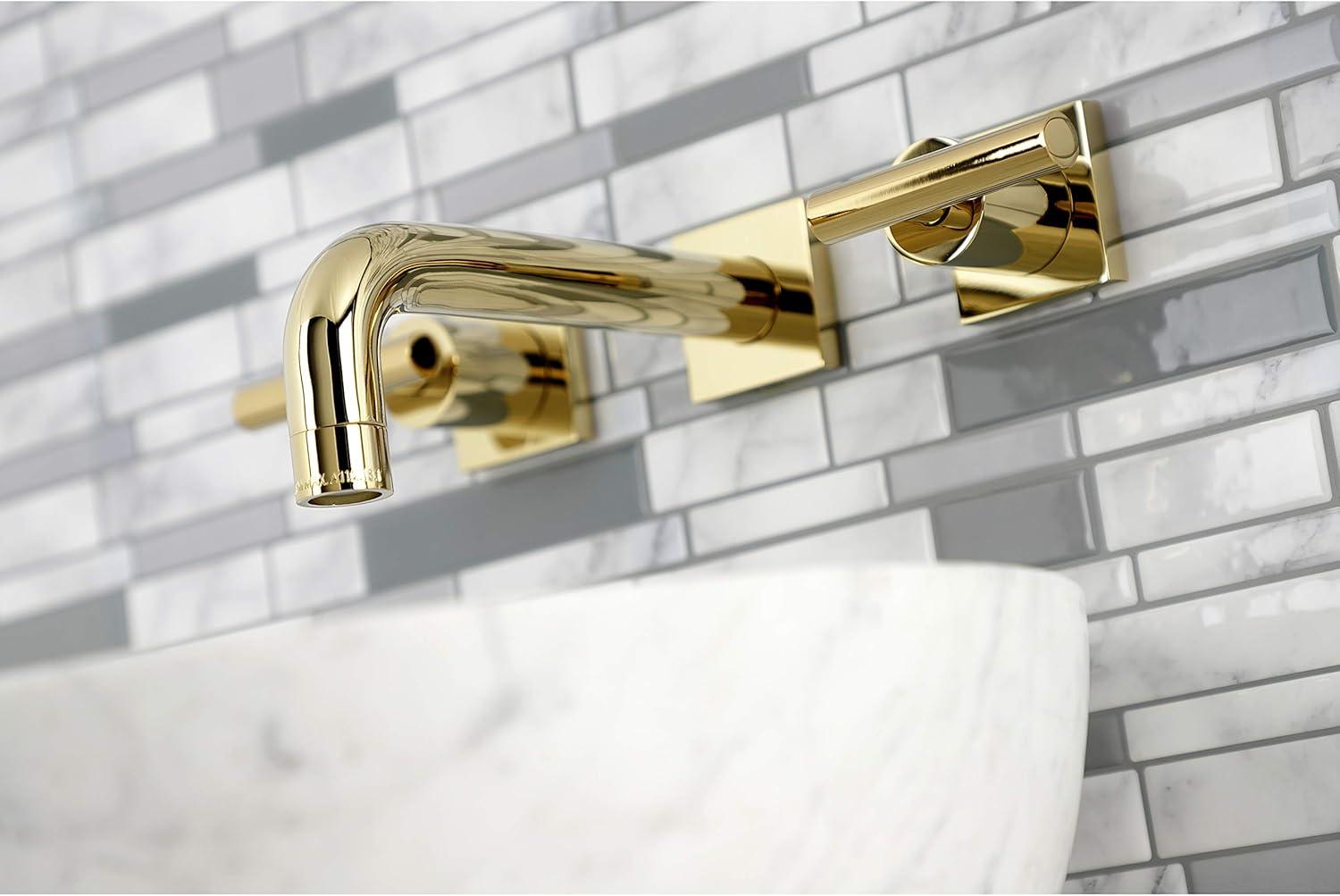 Manhattan Elegance Antique Brass 12.5" Wall Mount Bathroom Faucet