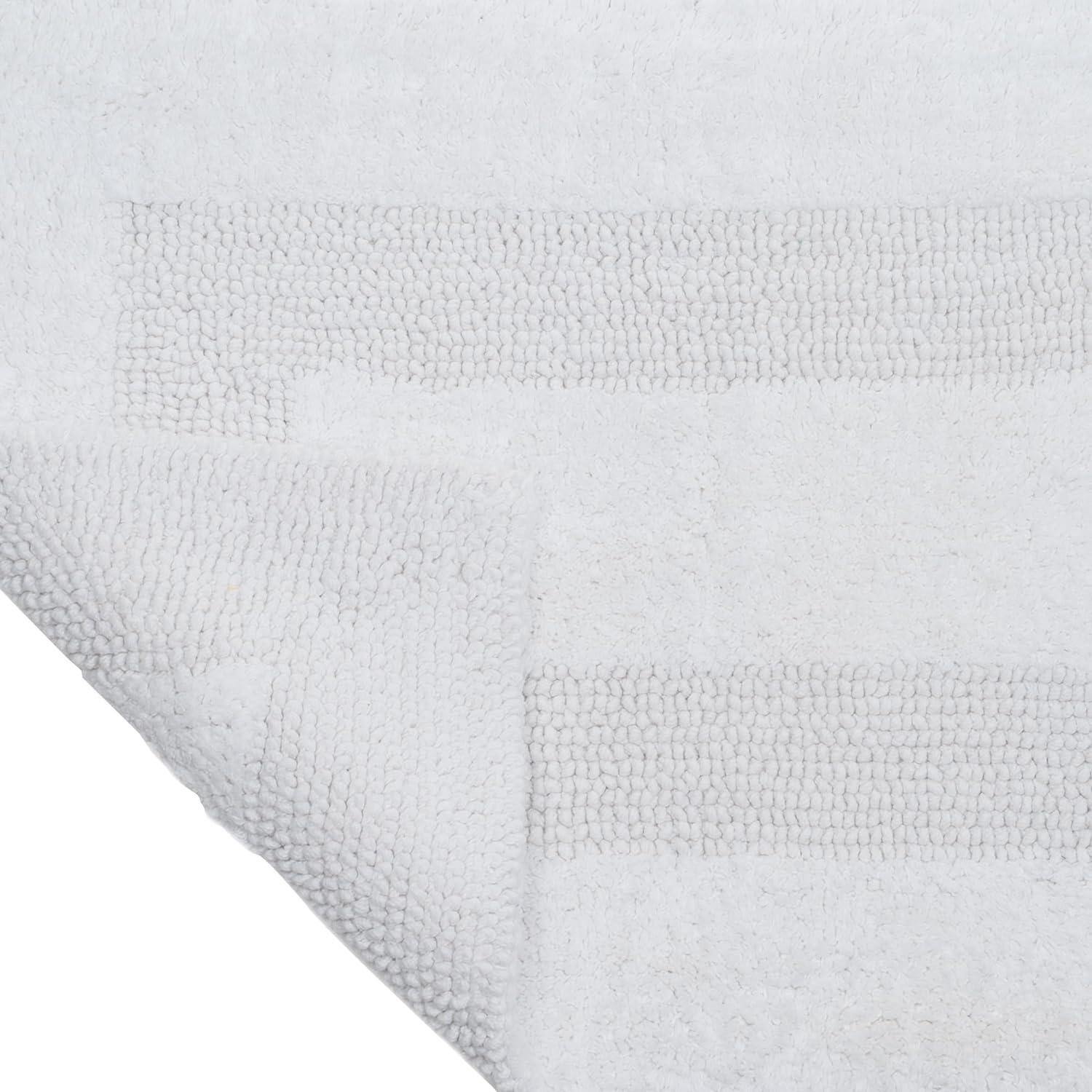 White Cotton Reversible Long Bath Rug