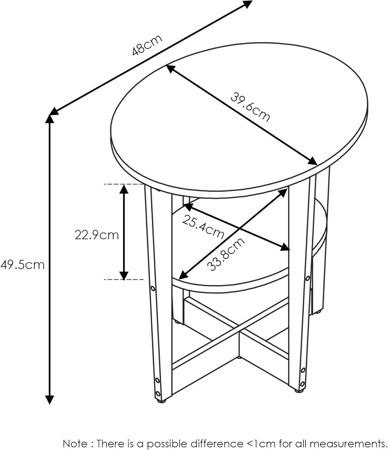 Furinno JAYA Oval End Table, French Oak Grey/Black