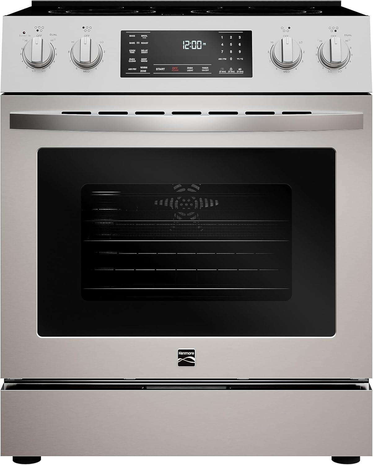 Kenmore 4.8 cu. ft. Front-Control Electric Range with True Convection & Air Fry Stainless Steel