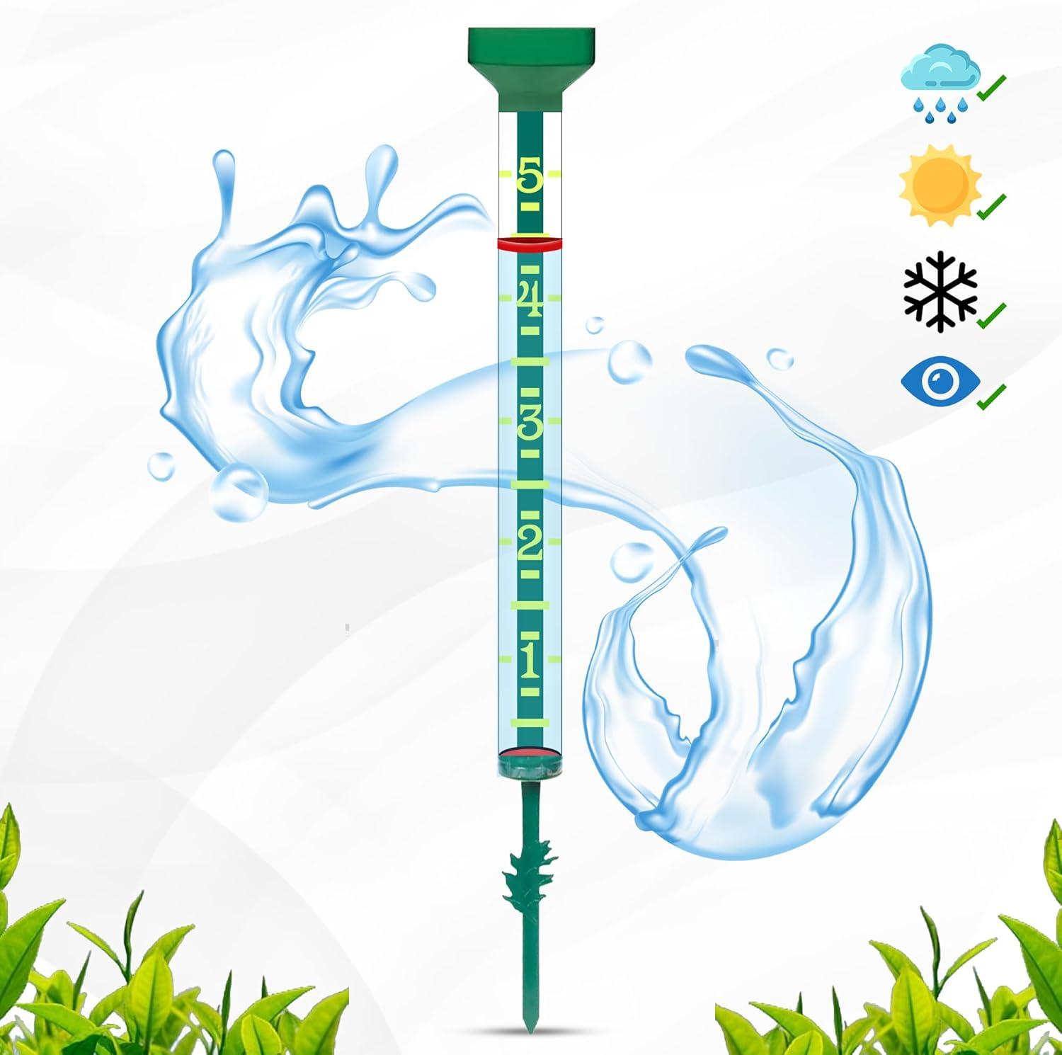 12 Piece EZRead Rain Gauge W/ Enhanced Readability - Ground Stakes Included