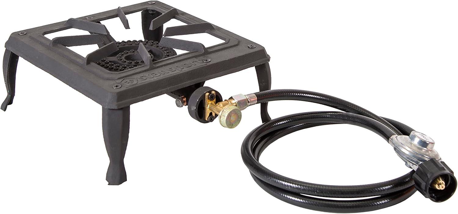 Stansport Single Burner Cast Iron Stove with Regulator Hose