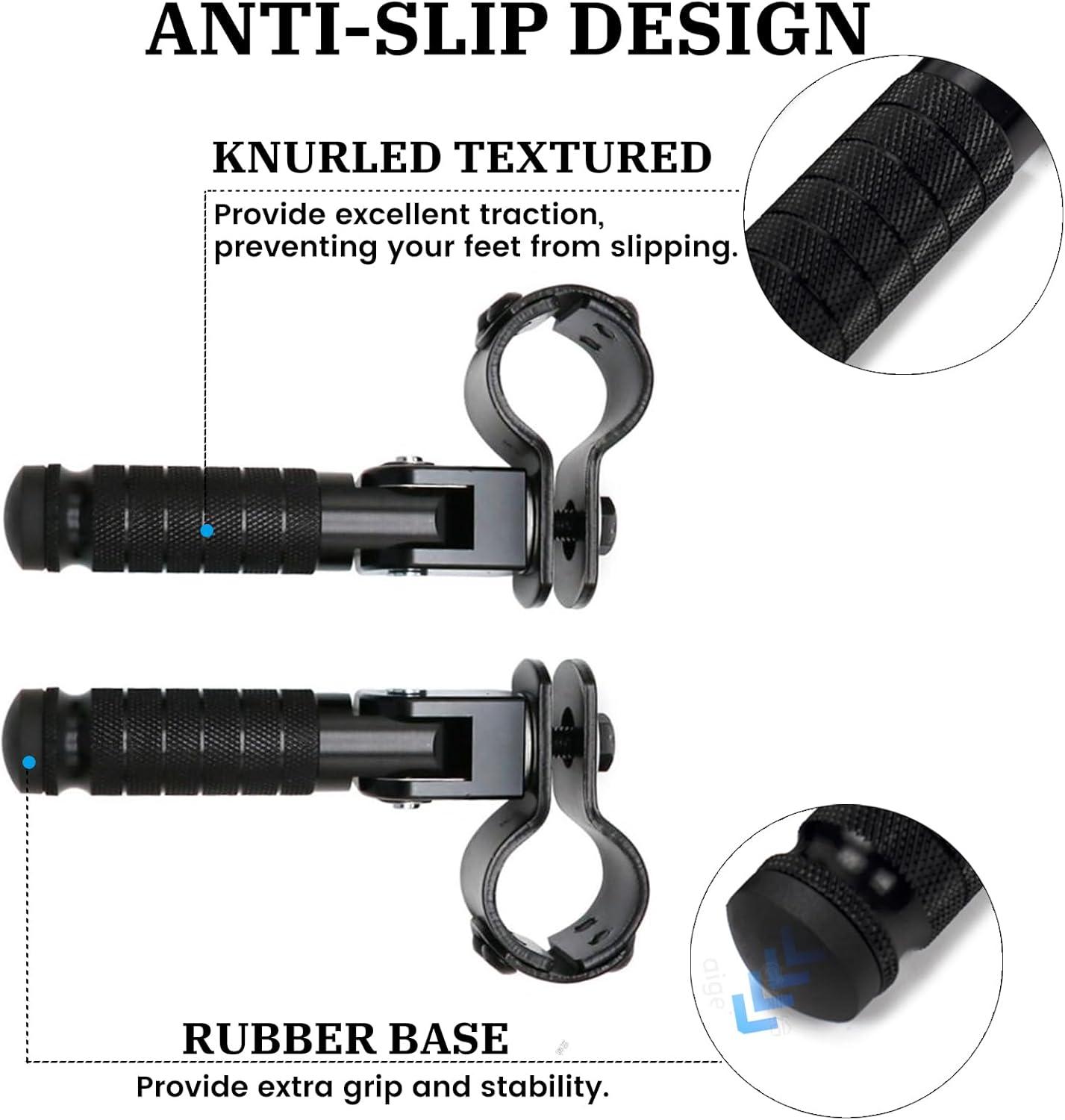 XINGWU M8 Motorcycle Foot Pegs 90 Degree Foldable Footpegs CNC Anti-Skid Footrest Universal for Yamaha Honda Suzuki Aprilia Electric Car Motorbike Mini Bike Dirt Pit Bike Passenger Pedal (Black)