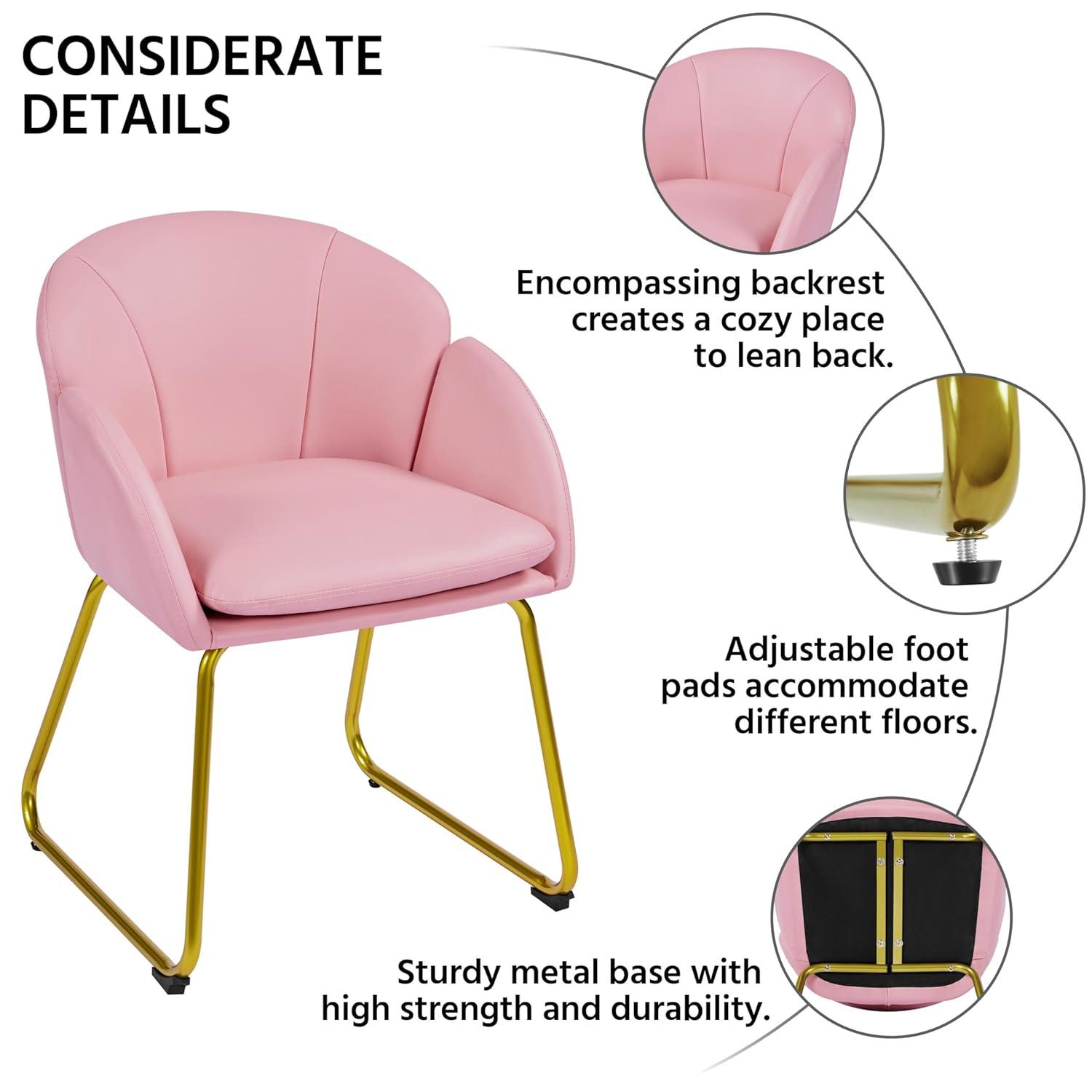 Yaheetech Velvet Armchair Accent Chair with Metal Legs for Living Room/Bedroom, Simple Pink