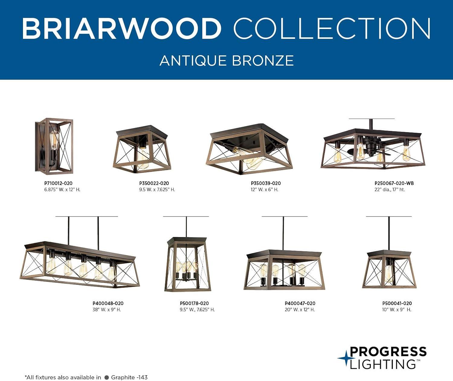 Progress Lighting Briarwood 4-Light Bath Vanity in Antique Bronze with Clear Glass Shades