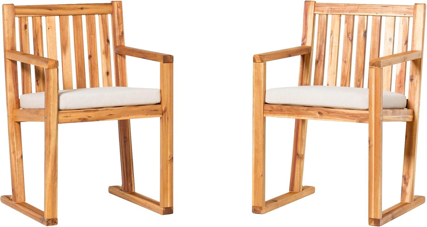 Millwood Pines Contemporary 2-Piece Solid Wood Slat-Back Patio Dining Chairs