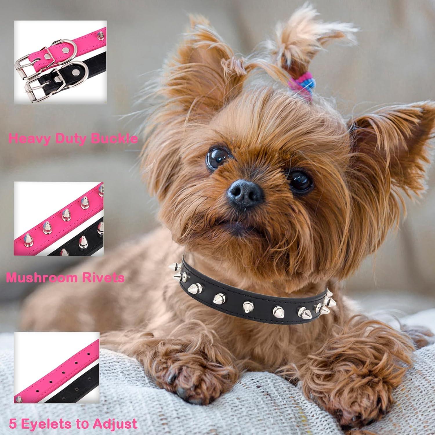 Dog Collar with Spikes,Rivet Dog Collar, Leather Spiked Studded Dog Pet Collars for Small Medium Large Dogs (L: for Neck Girth: 13 2/5-18 in, Black)