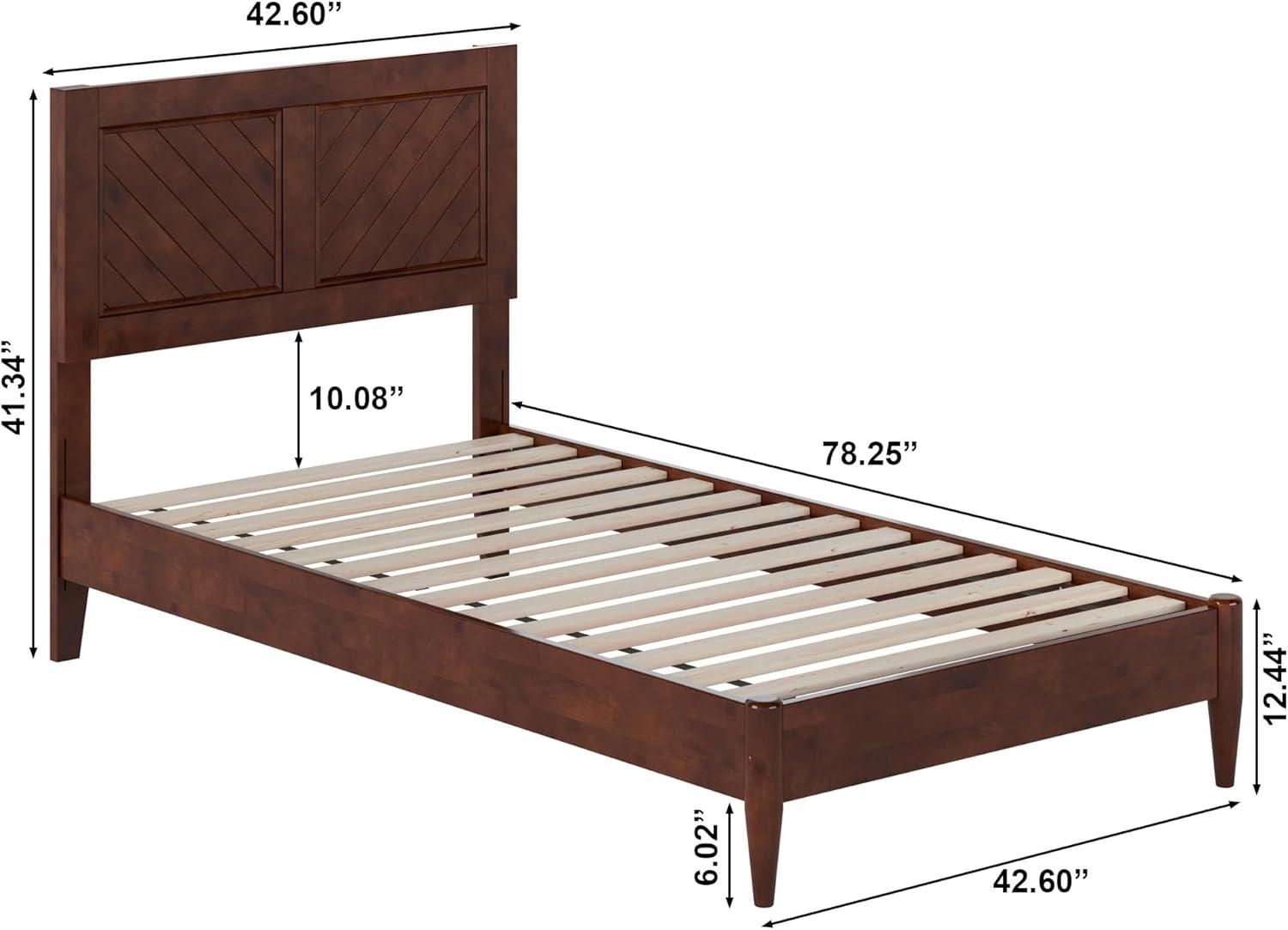 AFI Furnishings Berkshire Twin Solid Wood Low Profile Platform Bed in Walnut