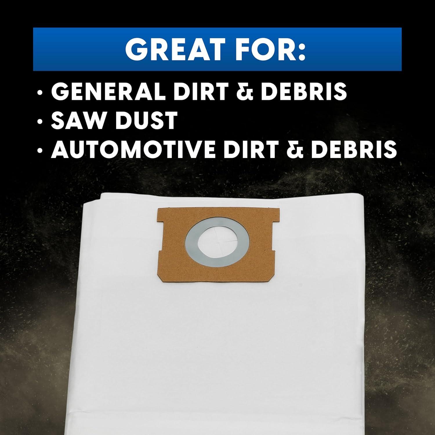 Vacmaster 8-10 Gallon Dust Filter Bags 3 Pack