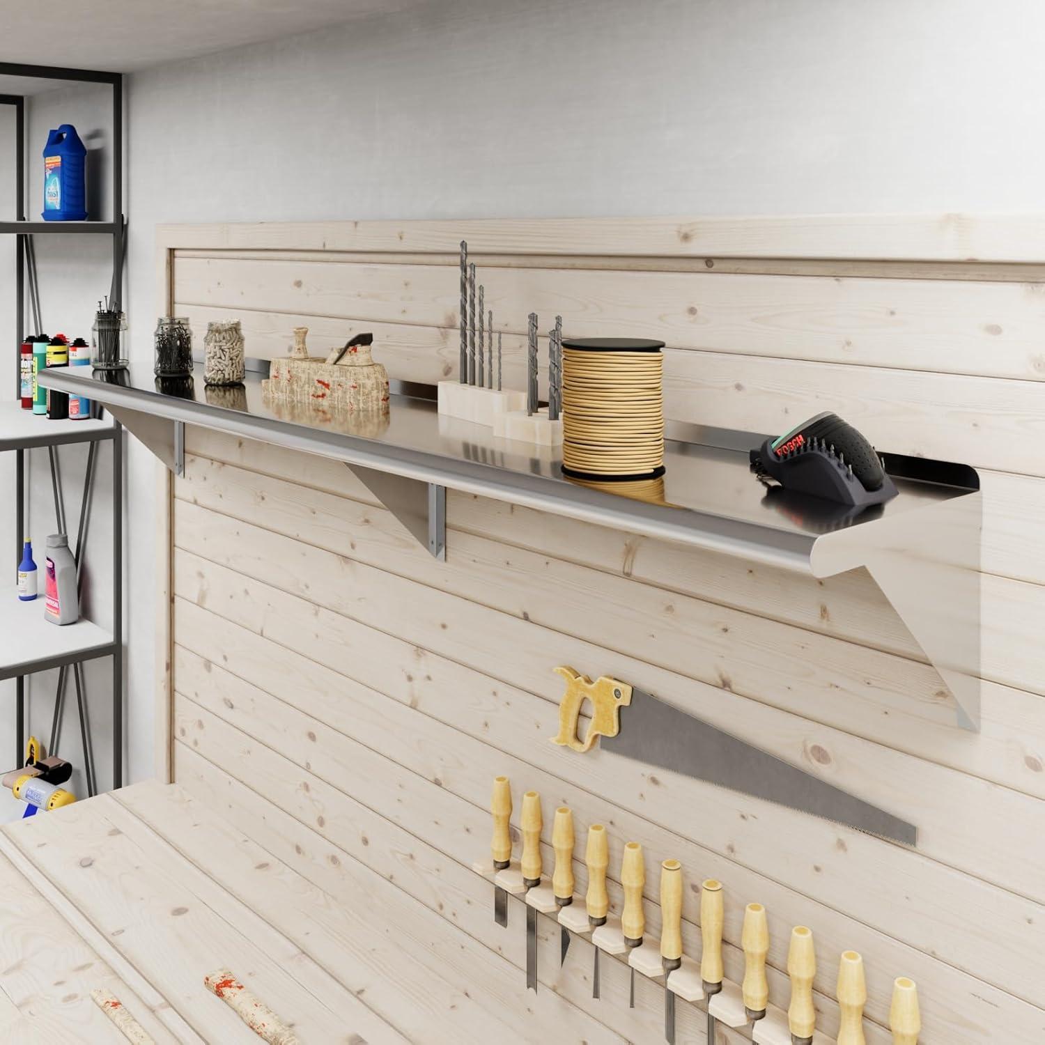 AmGood 12 in. x 72 in. Stainless Steel Wall Shelf | NSF Certified | Appliance & Equipment Metal Shelving | Kitchen, Restaurant, Garage, Laundry, Utility Room