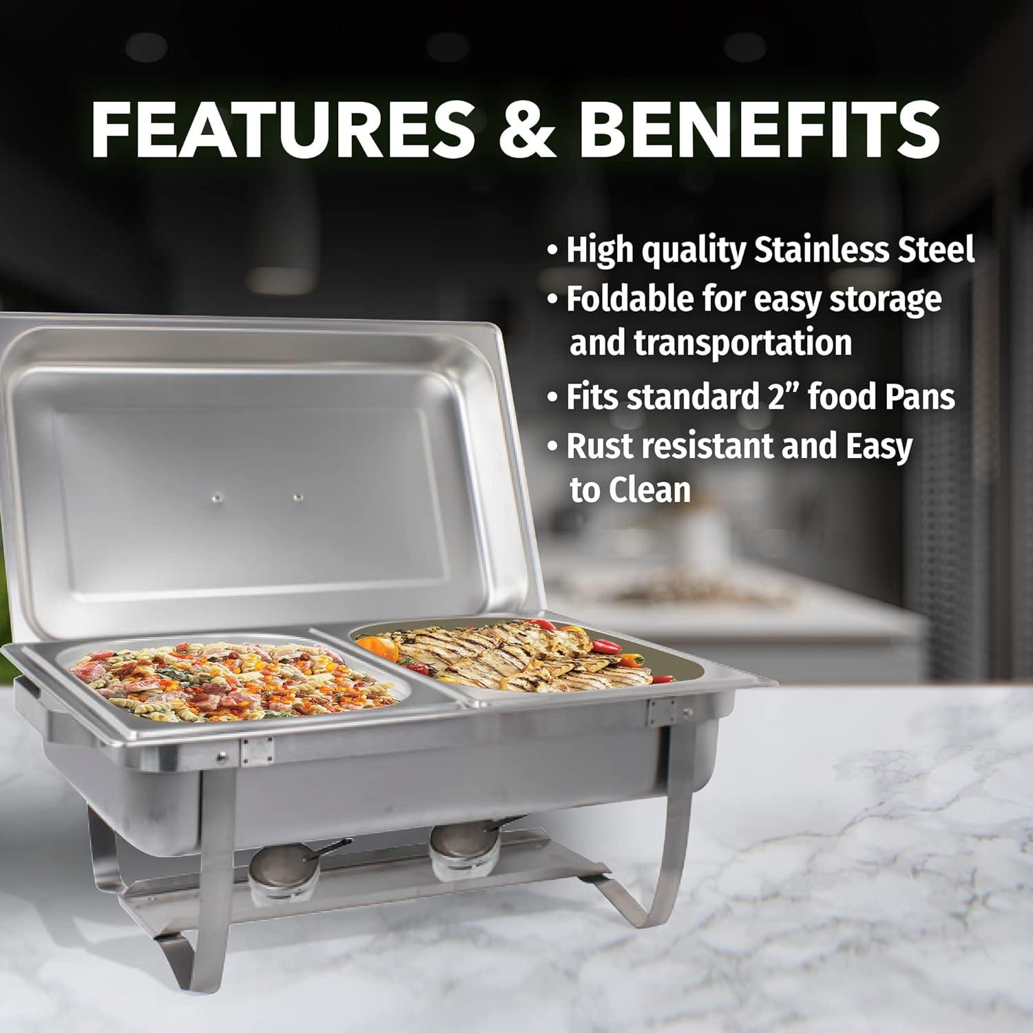 Sterno Buffet Kit Foldable Chafing Dish Buffet Set - Chafing Dishes for Buffet & Catering Food Warmers - Catering Supplies & Food Warming Trays for Buffet Party - 8-Piece Chafing Dish Set