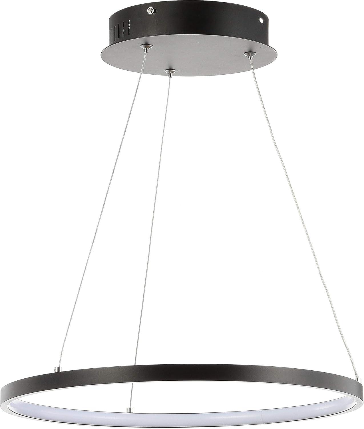 Matte Black Modern LED Drum Pendant Light - 15.75" Diameter