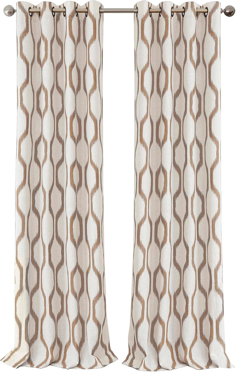 Elrene Renzo Ikat Geometric Linen Room Darkening Single Window Curtain Panel - Elrene Home Fashions