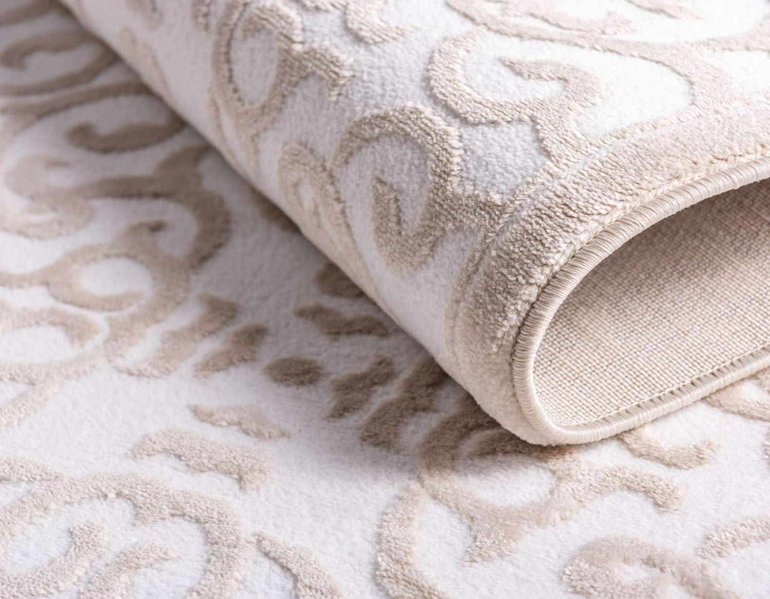 Unique Loom Rushmore Collection Area Rug - Johnson (2' x 3' 1" Rectangle Snow White/Beige)