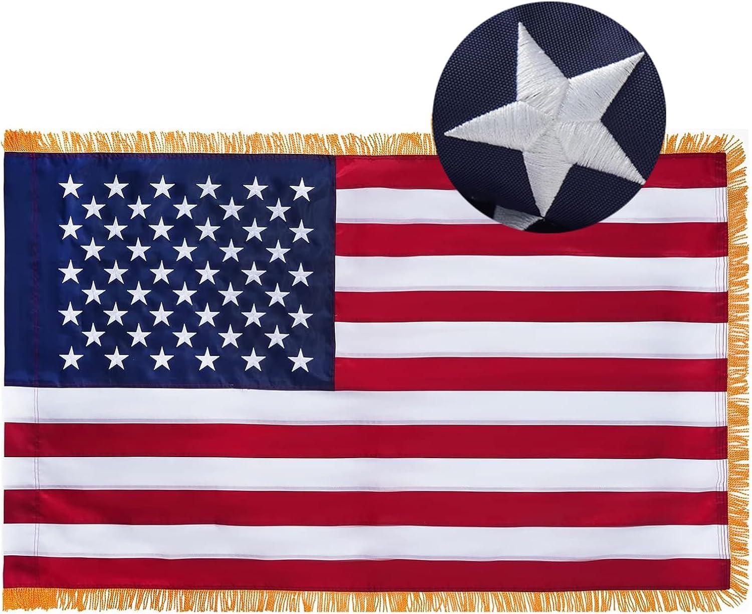 American flag USA flag 3x5FT-Embroidered Stars Flag Double Stitched Sewn Stripes Outdoors Indoors Heavy Duty flag Brass Grommets Banner