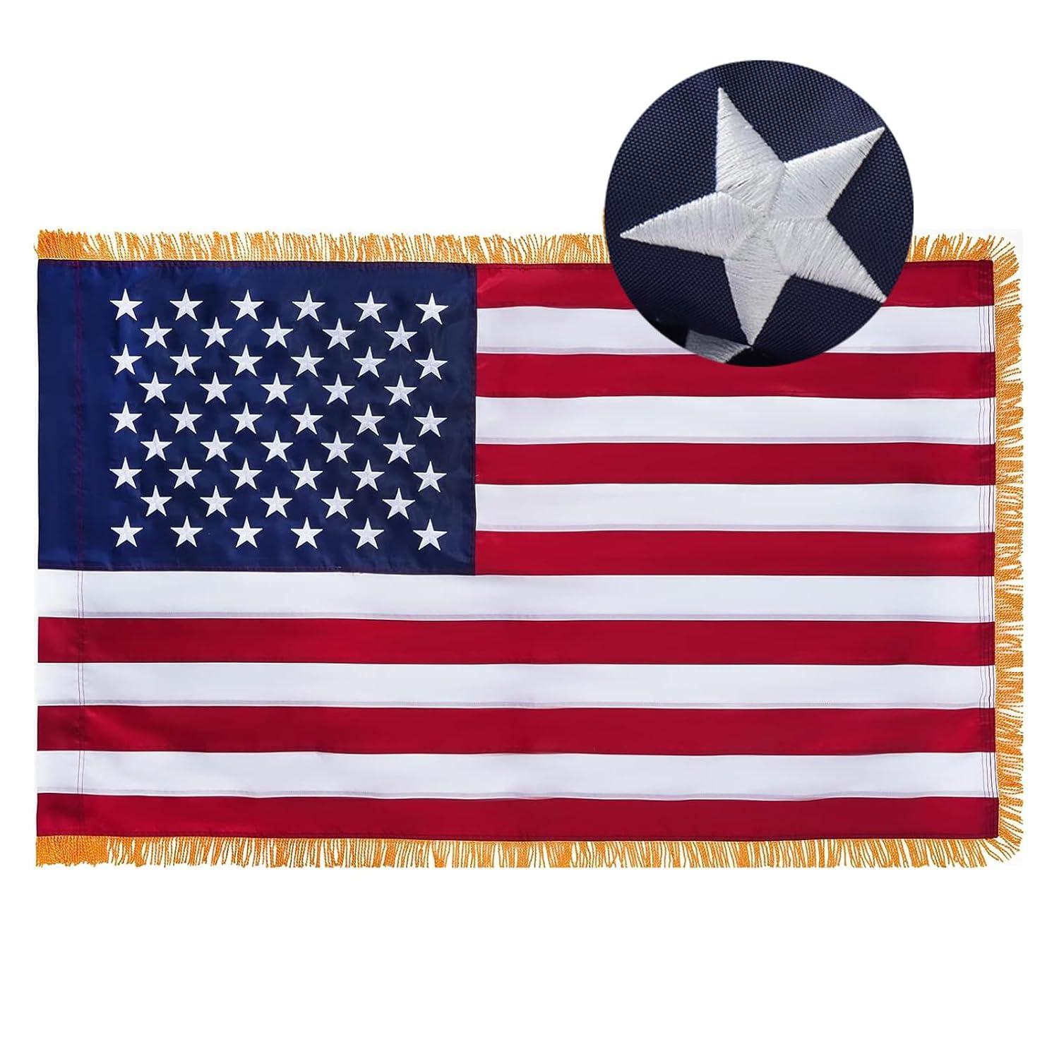 American flag USA flag 3x5FT-Embroidered Stars Flag Double Stitched Sewn Stripes Outdoors Indoors Heavy Duty flag Brass Grommets Banner