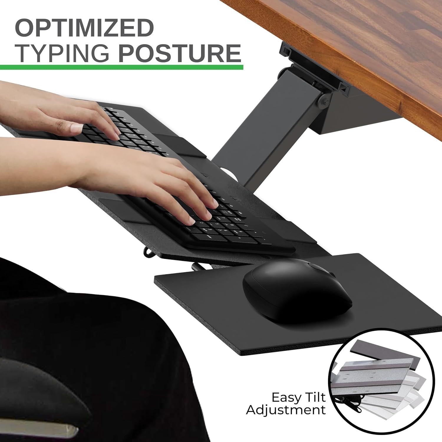 Under Desk Computer Keyboard Tray Black - Uncaged Ergonomics