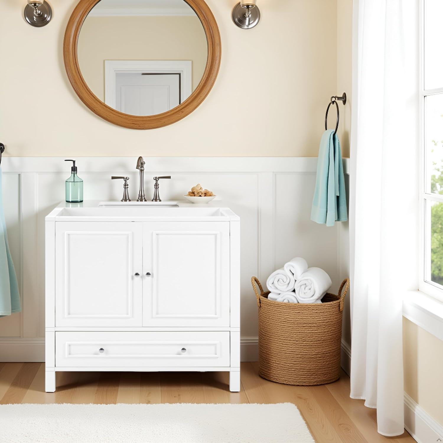 Williamsburg 36"W Transitional Style Vanity Cabinet With Soft Close Doors And Drawers