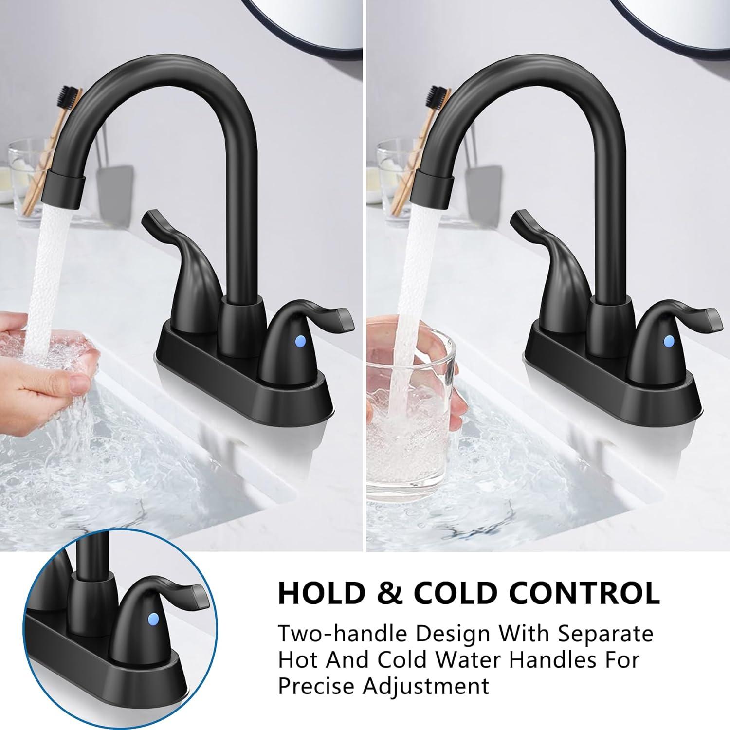 Matte Black Stainless Steel Mid Arc Bathroom Faucet with Lever Handle