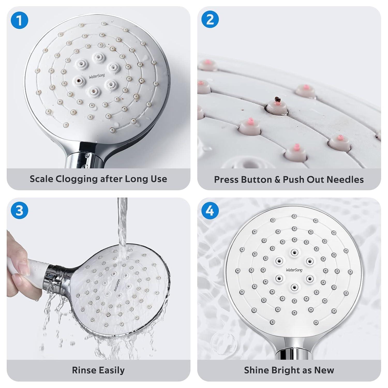 Filtered Shower Head for Hard Water, 3 Modes High Pressure Showerhead with Filter, 78.7-inch Extra Long Hose, Adhesive Shower Head Holder