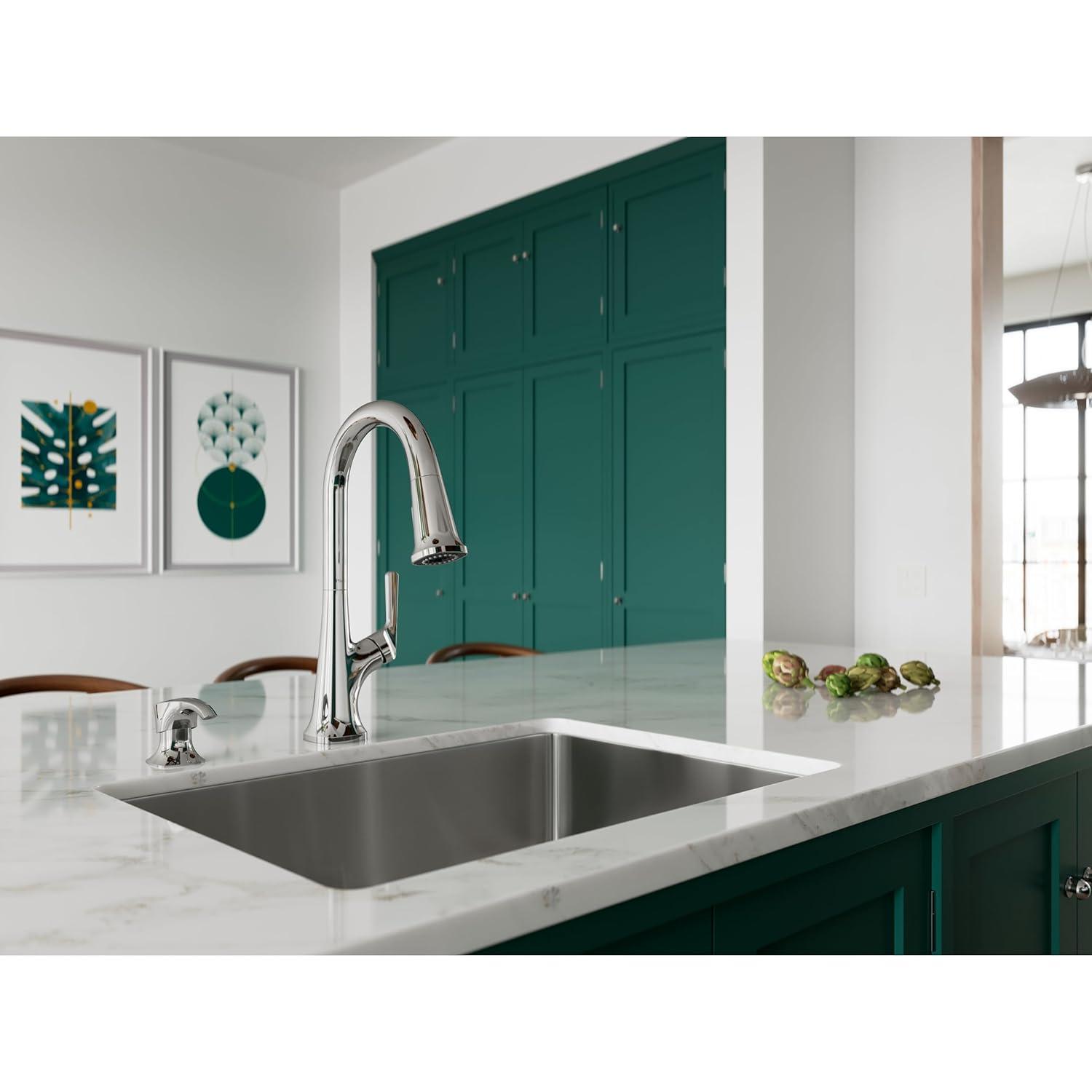 Ridgeline Single Handle Pull Down Sprayer Kitchen Faucet with HydroBlade Spray in Polished Chrome