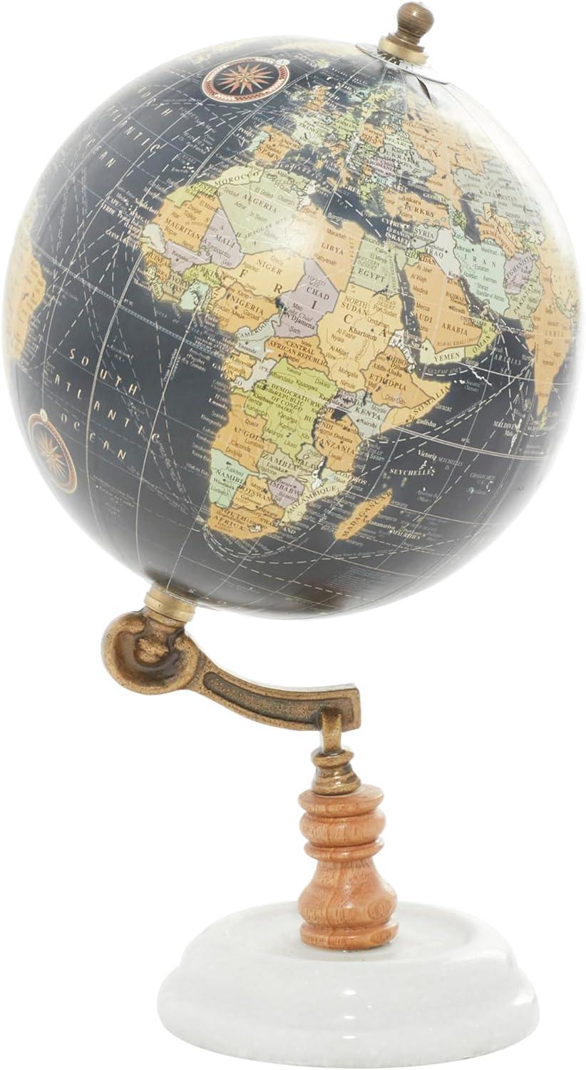 Black Mango Wood Globe with Marble Base, 7" x 11"