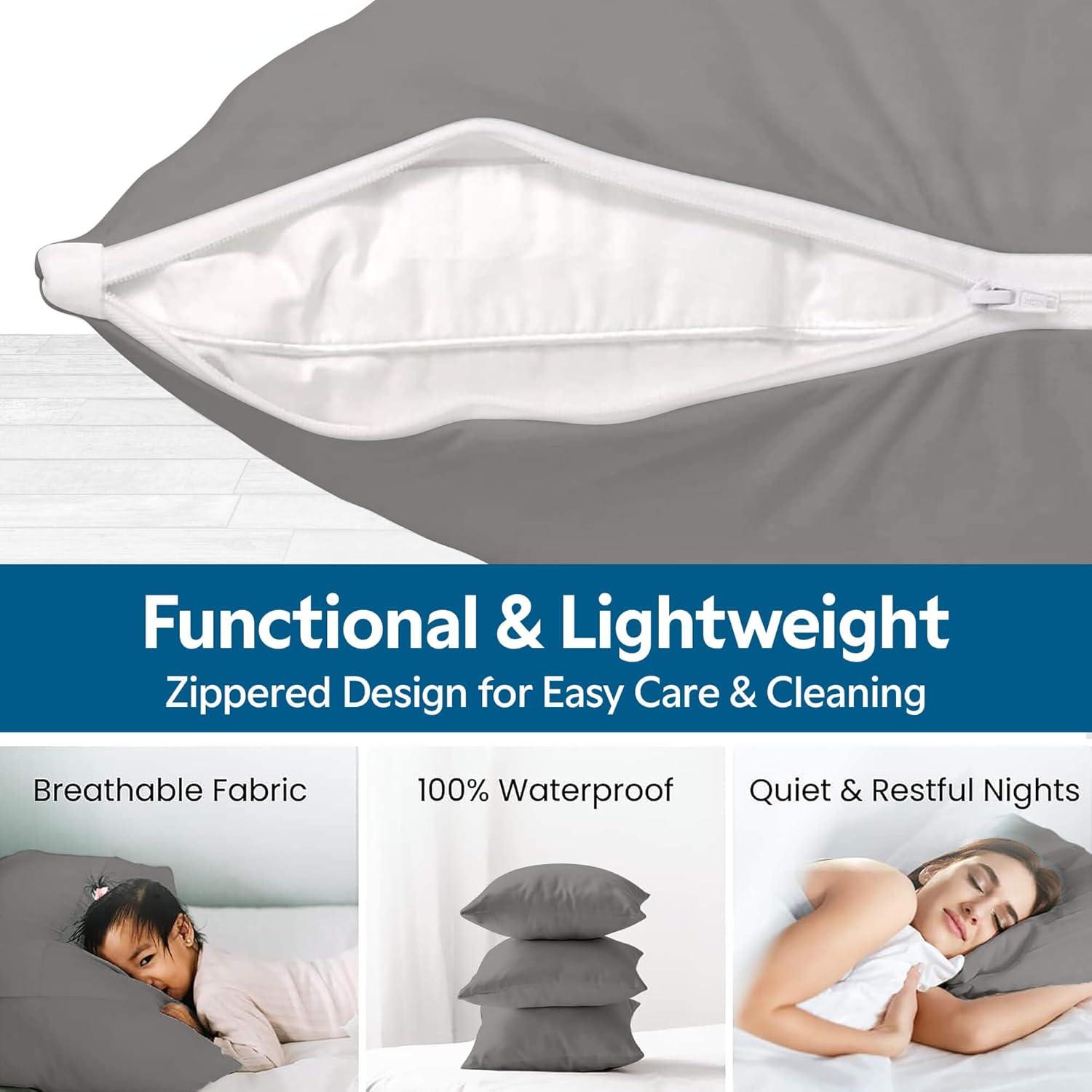 Guardmax - Bed Bug/Waterproof Pillow Protector - Zippered - Grey - 4/PK - King