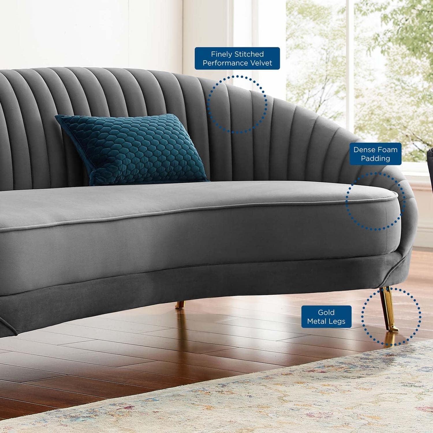 Ergode Camber Channel Tufted Performance Velvet Sofa - Gray
