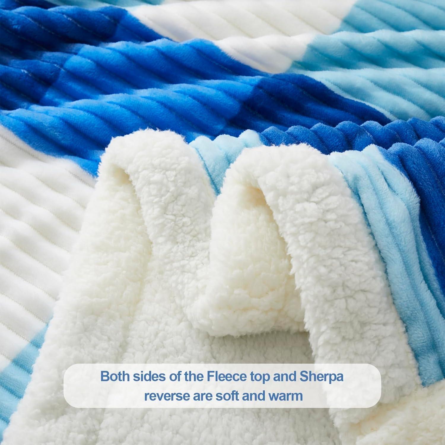 PU MEI Sherpa Throw Blanket for Couch Sofa 60”*80”- Fleece Tufted Fuzzy Soft Cozy Blanket for Bed, Thick Warm Blanket for All Seasons, (Dusty Blue, 60"*80")