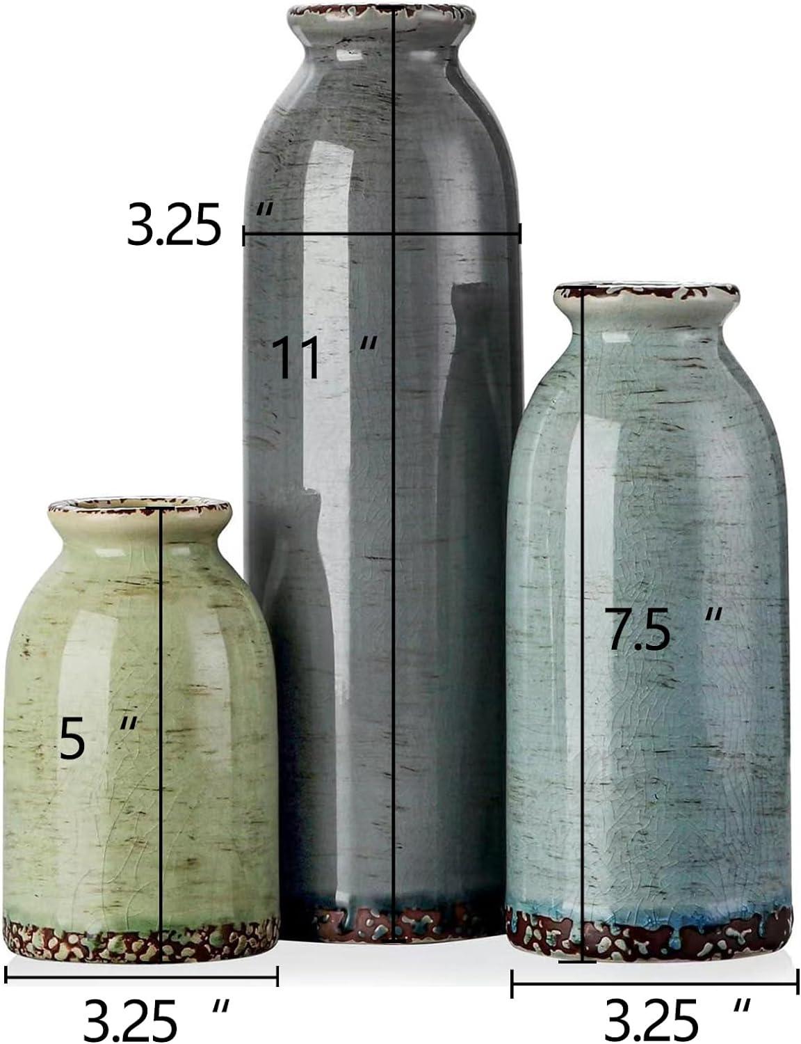 Multicolor Ceramic Bottle-Shaped Vase Set for Living Room Decor