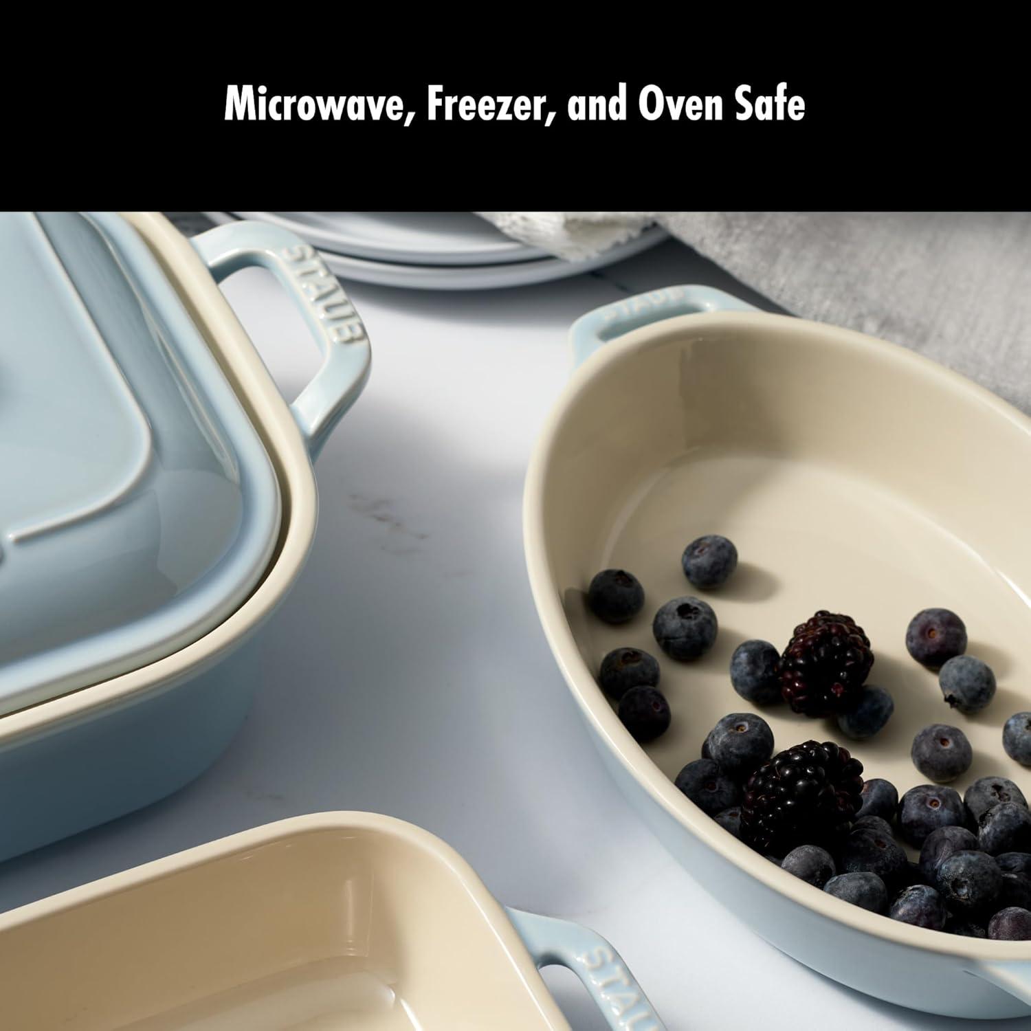 Staub Staub Ceramic 4-Pc Baking Pans Set, Casserole Dish With Lid, Brownie Pan,