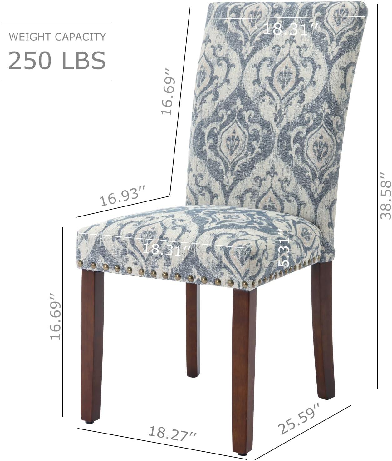 COLAMY Upholstered Parsons Dining Chairs Set of 4, Fabric Dining Room Kitchen Side Chair with Nailhead Trim and Wood Legs - Dark Grey