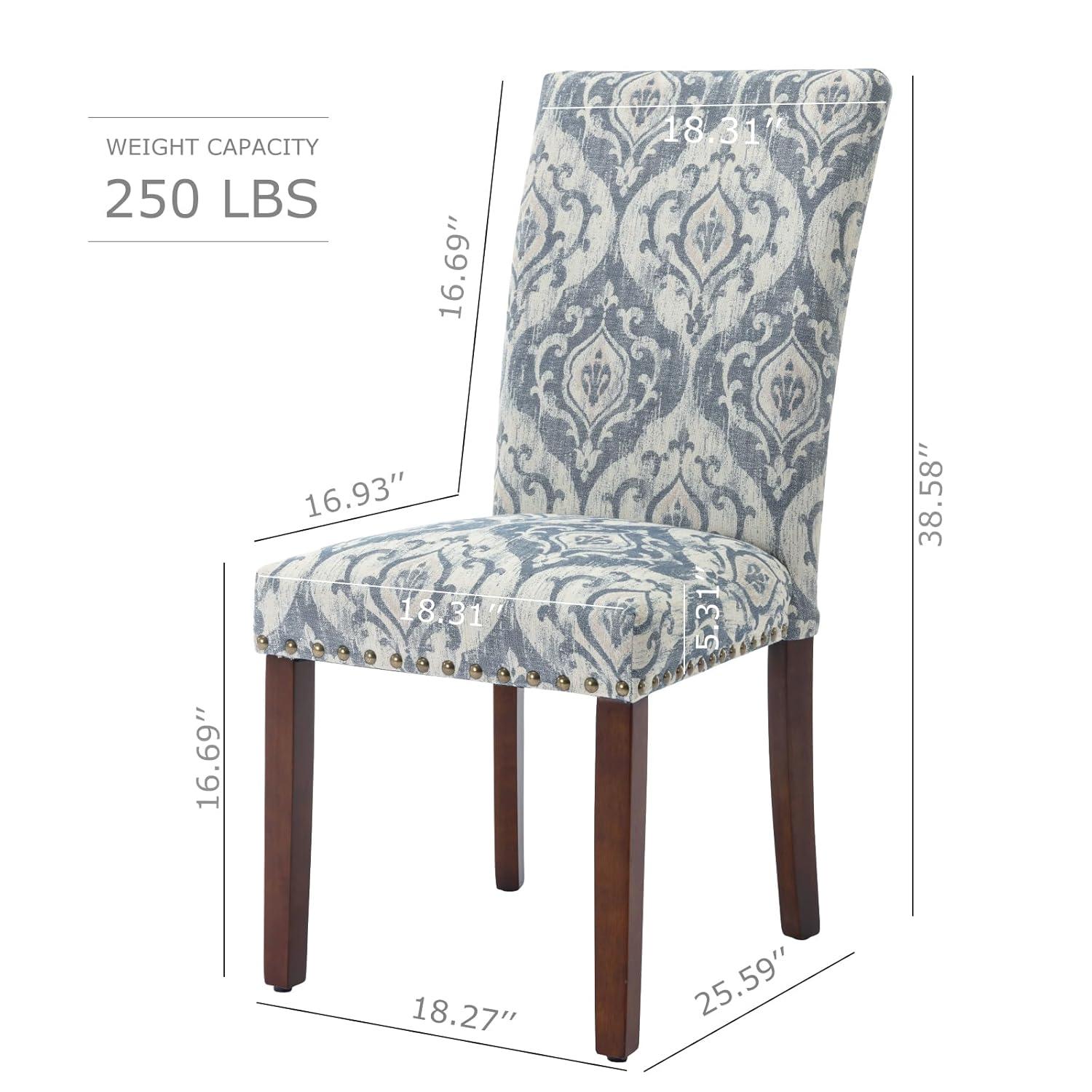 COLAMY Upholstered Parsons Dining Chairs Set of 4, Fabric Dining Room Kitchen Side Chair with Nailhead Trim and Wood Legs - Dark Grey