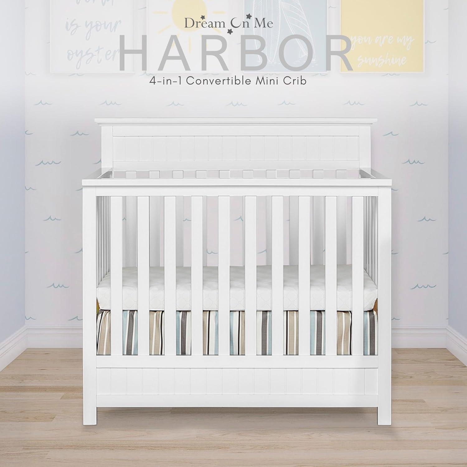 Dream On Me JPMA Certified Harbor 4-in-1 Convertible Mini Crib