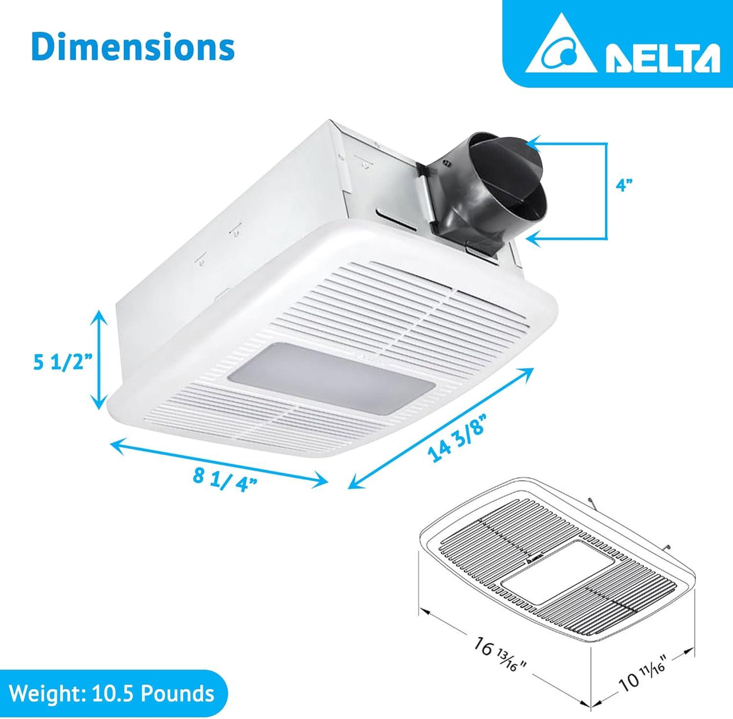 White Galvanized Steel LED Bathroom Exhaust Fan with Heater