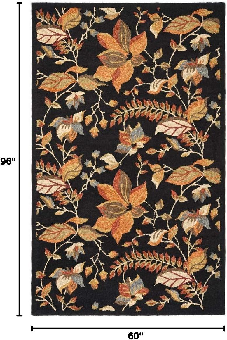 SAFAVIEH Blossom Evelyn Floral Flowers Wool Area Rug, Black/Multi, 5' x 8'