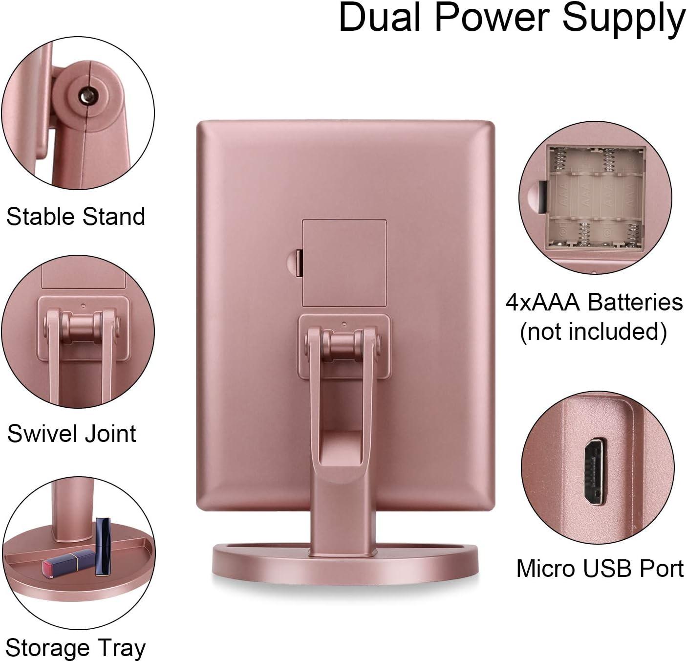 Dresser Mount Tri-Fold Lighted Vanity Mirror with 21 LED Lights