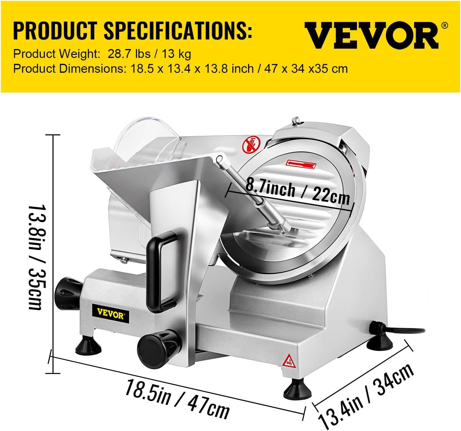 VEVOR 10'' Aluminum Commercial Meat Slicer with Blade Guard