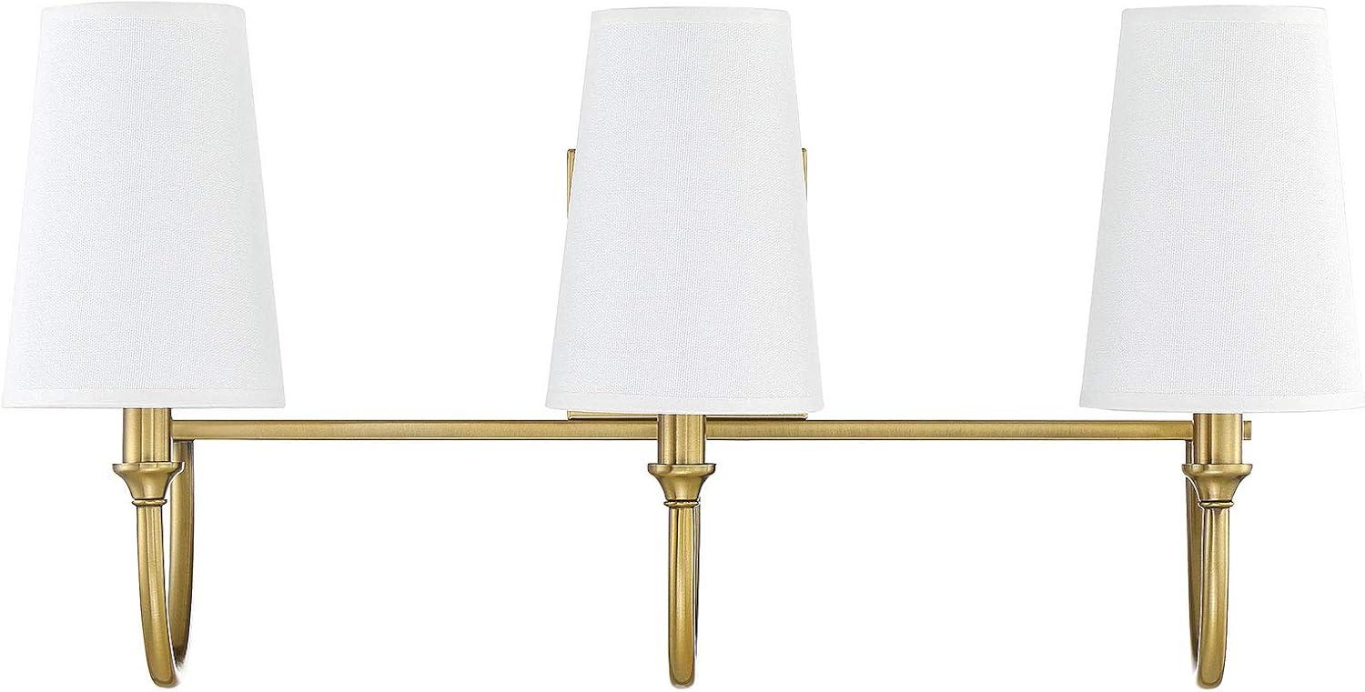 Cameron Warm Brass 3-Light Curved Arm Bathroom Vanity Light