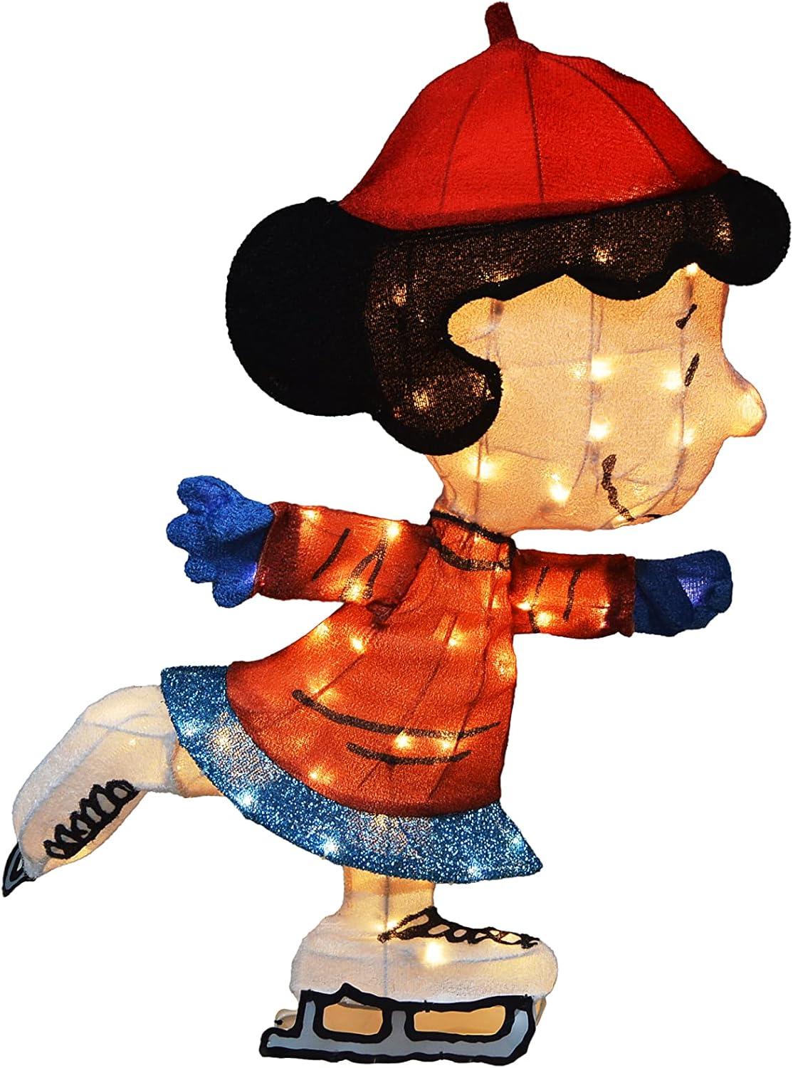 32INCH Skating Lucy Peanuts 3D Lighted LED Holiday Charlie Brown Christmas Yard Decor