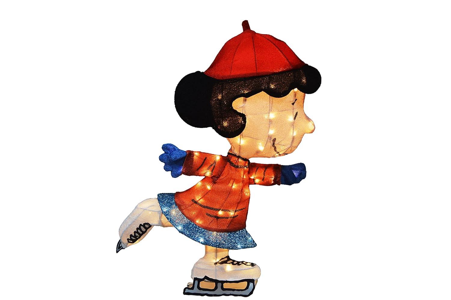 32INCH Skating Lucy Peanuts 3D Lighted LED Holiday Charlie Brown Christmas Yard Decor