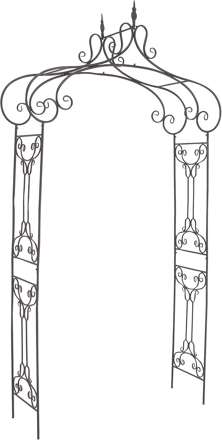 Black Metal Scrollwork Arched Garden Arbor