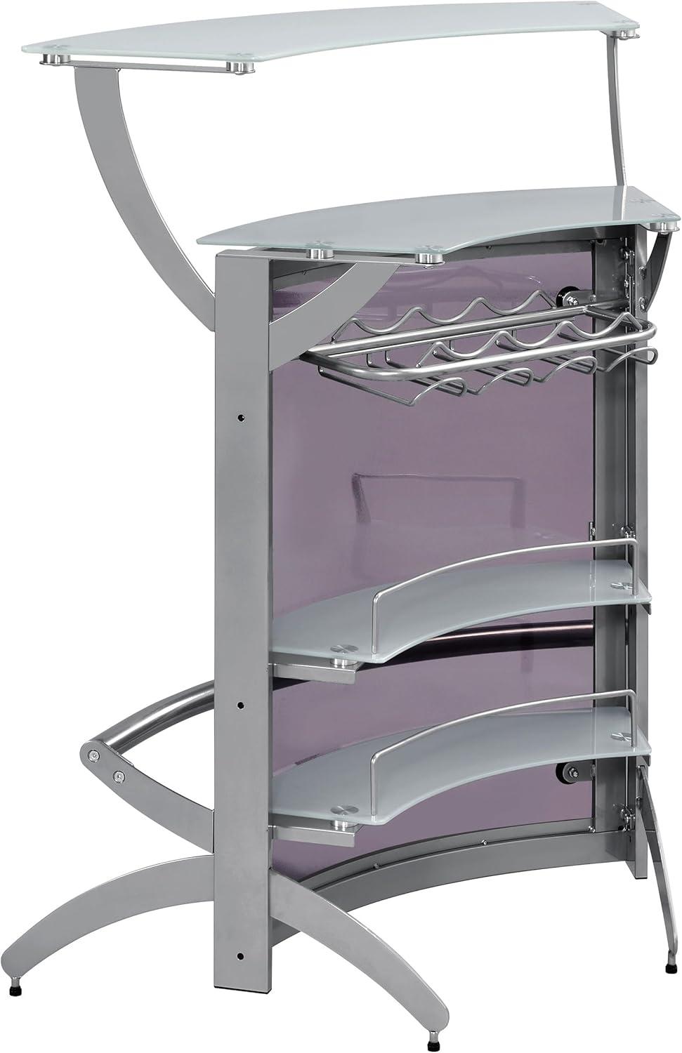 Silver and Frosted Glass Contemporary Bar Unit