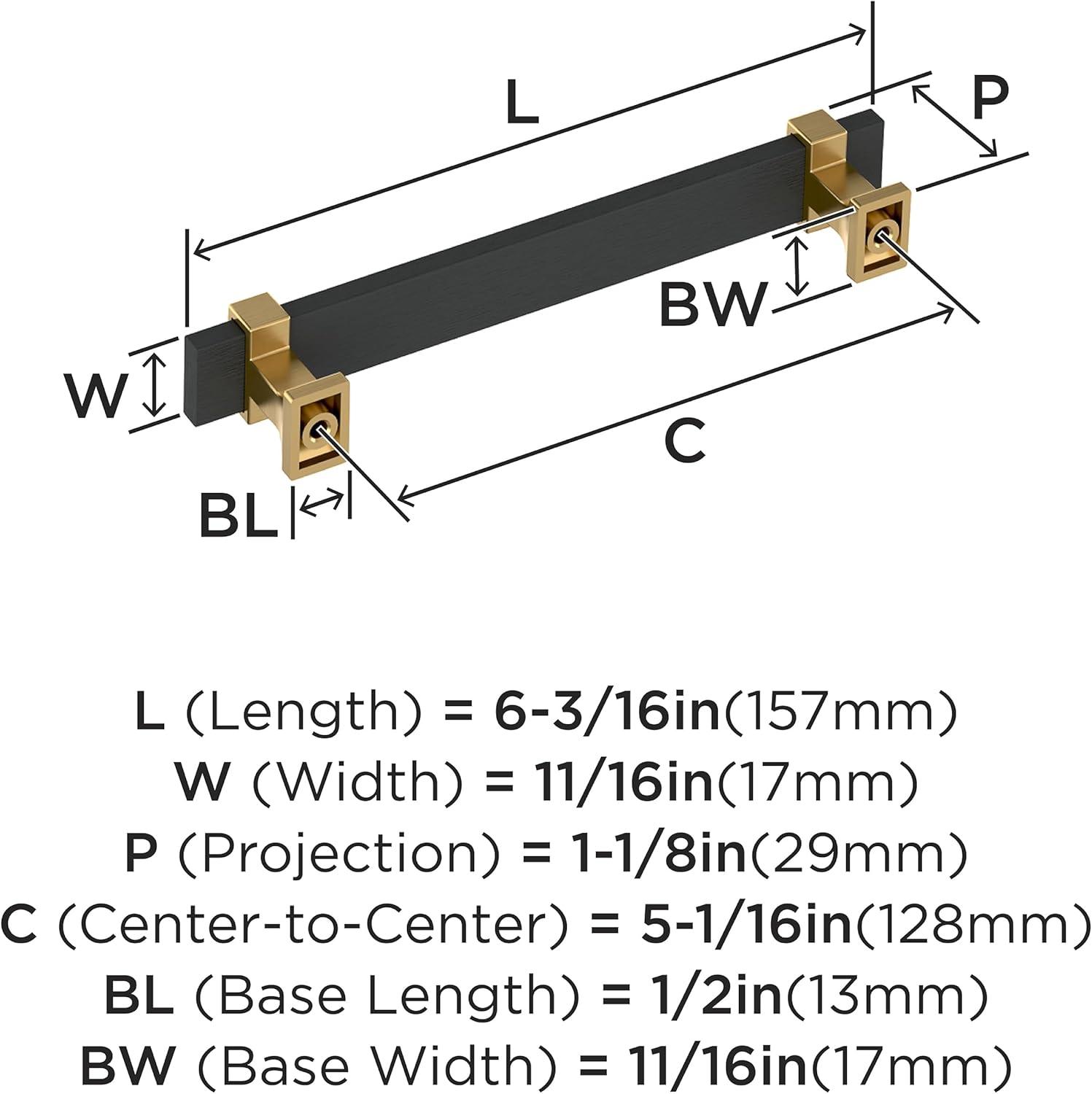 Overton 5-1/16 inch Brushed Matte Black and Champagne Bronze Cabinet Pull