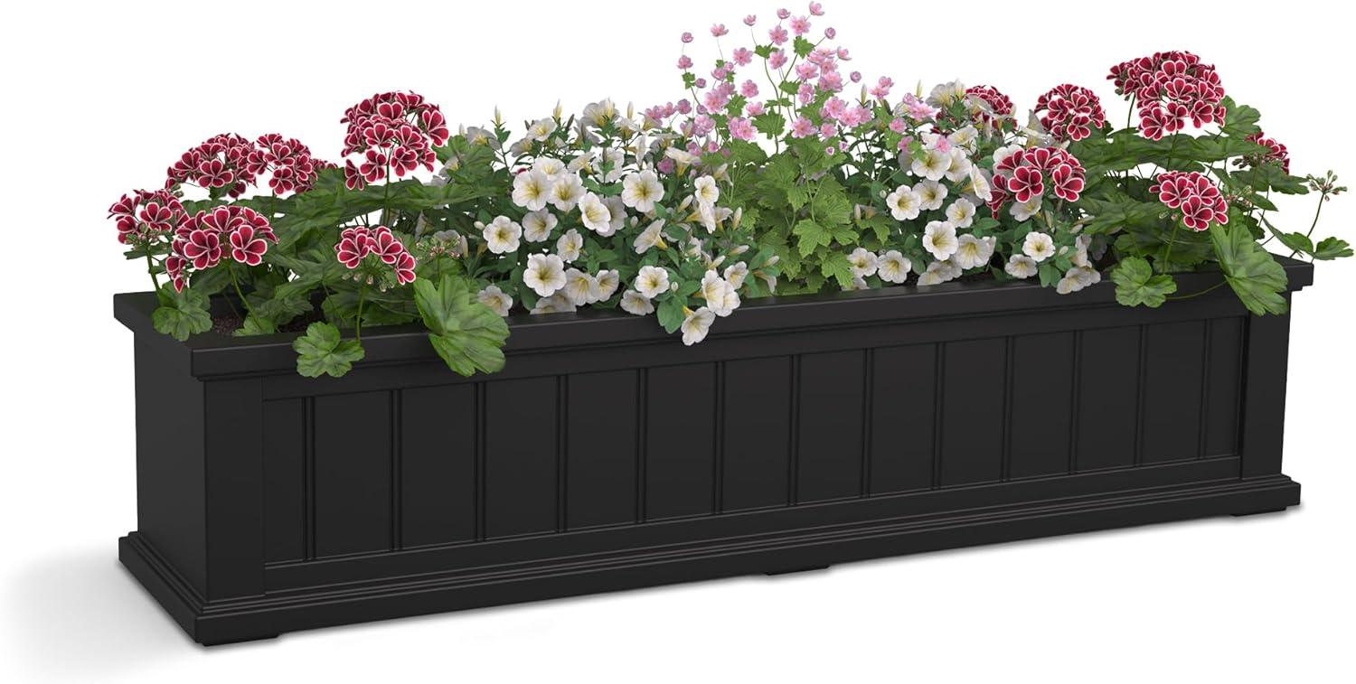 Mayne Cape Cod 48" x 11" x 10.8" Rectangle Black Self-Watering Polyethylene Window Box Planter