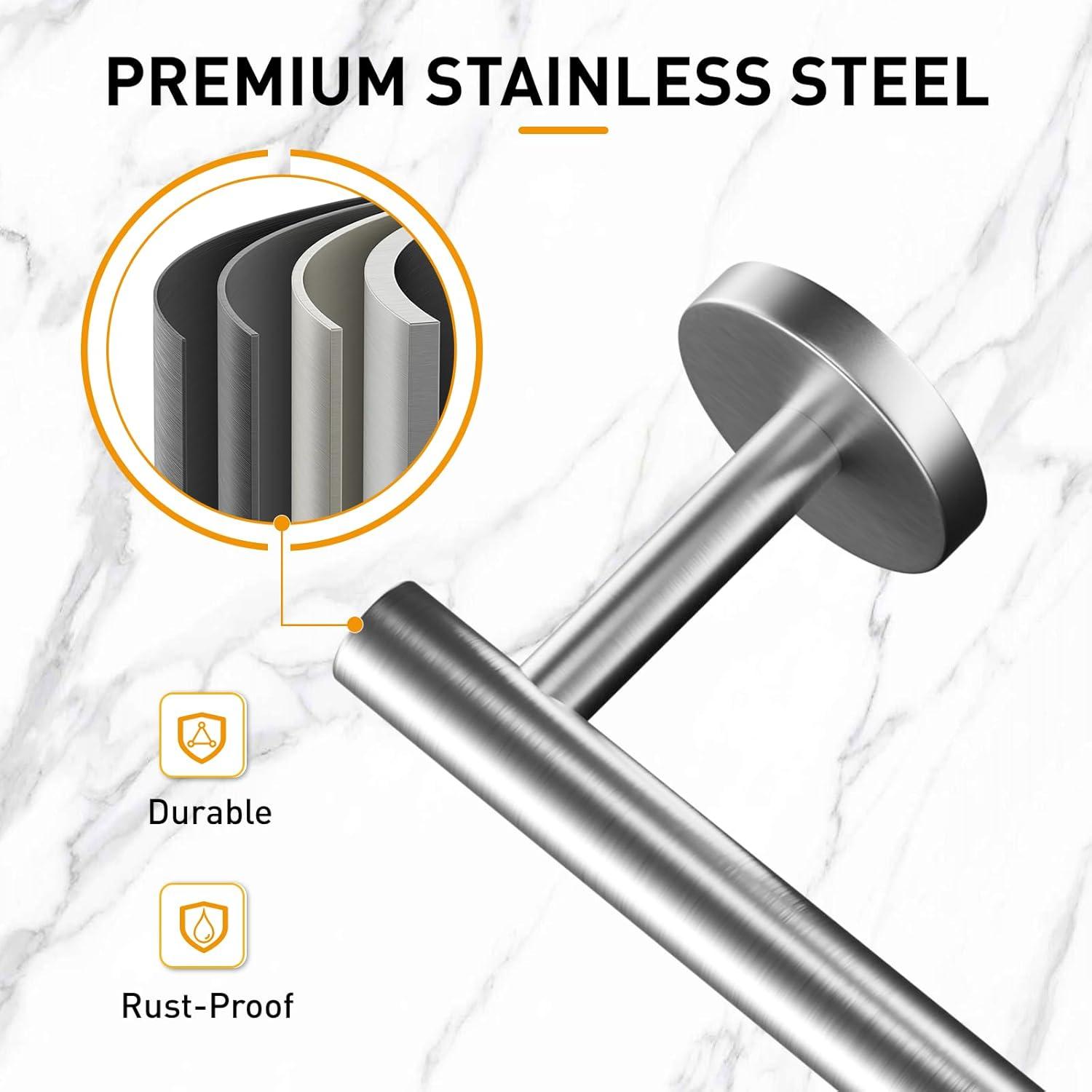 MOGFCT Toilet Paper Holder Brushed Gold Wall Mounted, Double Post Pivoting Toilet Paper Holder SUS 304 Stainless Steel Bathroom