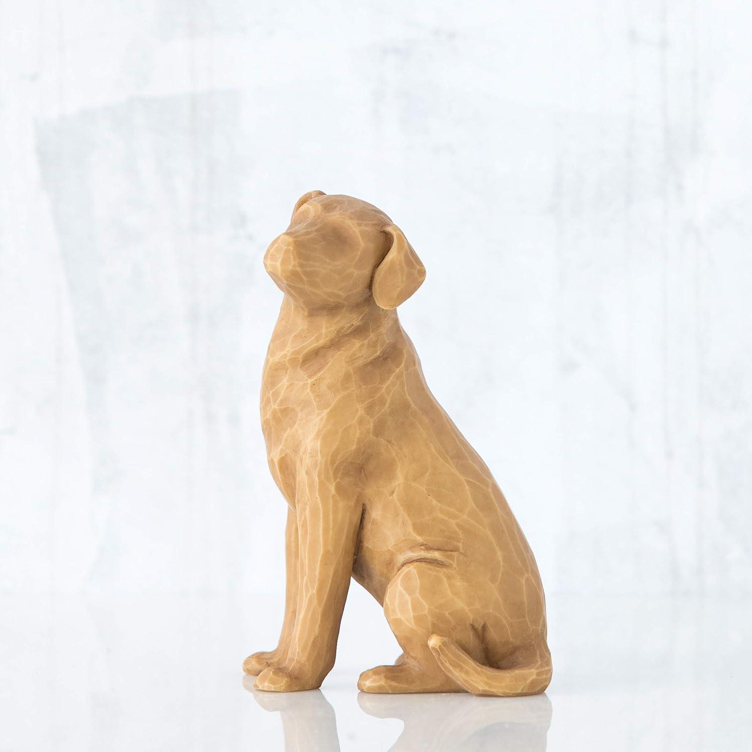 Golden Resin Dog Figurine Hand-Painted 3.25"